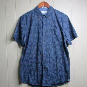 MBX Premium Goods Button Down Shirt L Blue Print Cotton